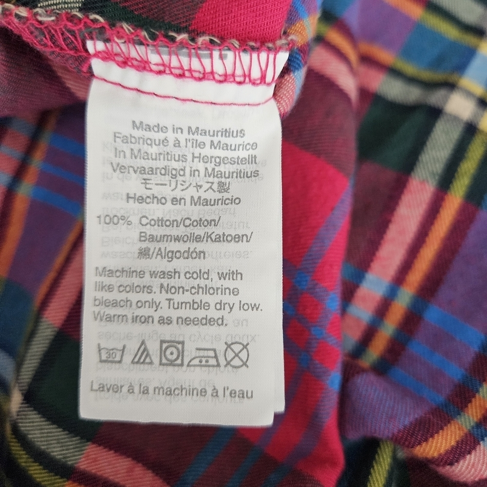 Mercantile J.CREW Flannel Shirt Berry Plaid Long Sleeve Button Up Collared Large - Picture 6 of 7